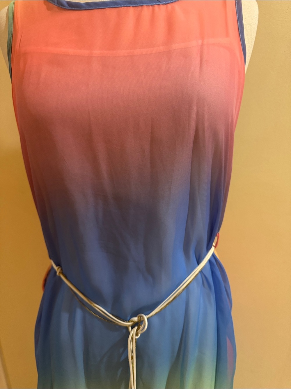 Stunning Rainbow Asymmetrical Hem Chiffon Dress - Picture 5 of 5